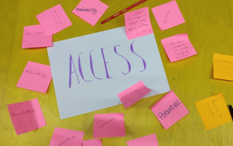 A white sheet of paper with the word 