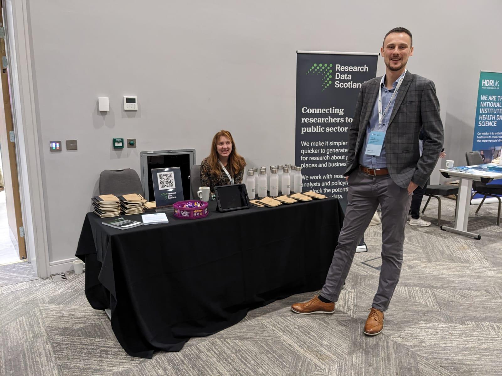 Sophie and David pose for the camera at the RDS conference stand