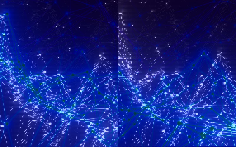 Abstract blue dots connected by blue lines