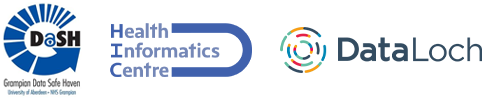Logos for the Grampain Data Safe Haven, Health Informatics Centre, and DataLoch